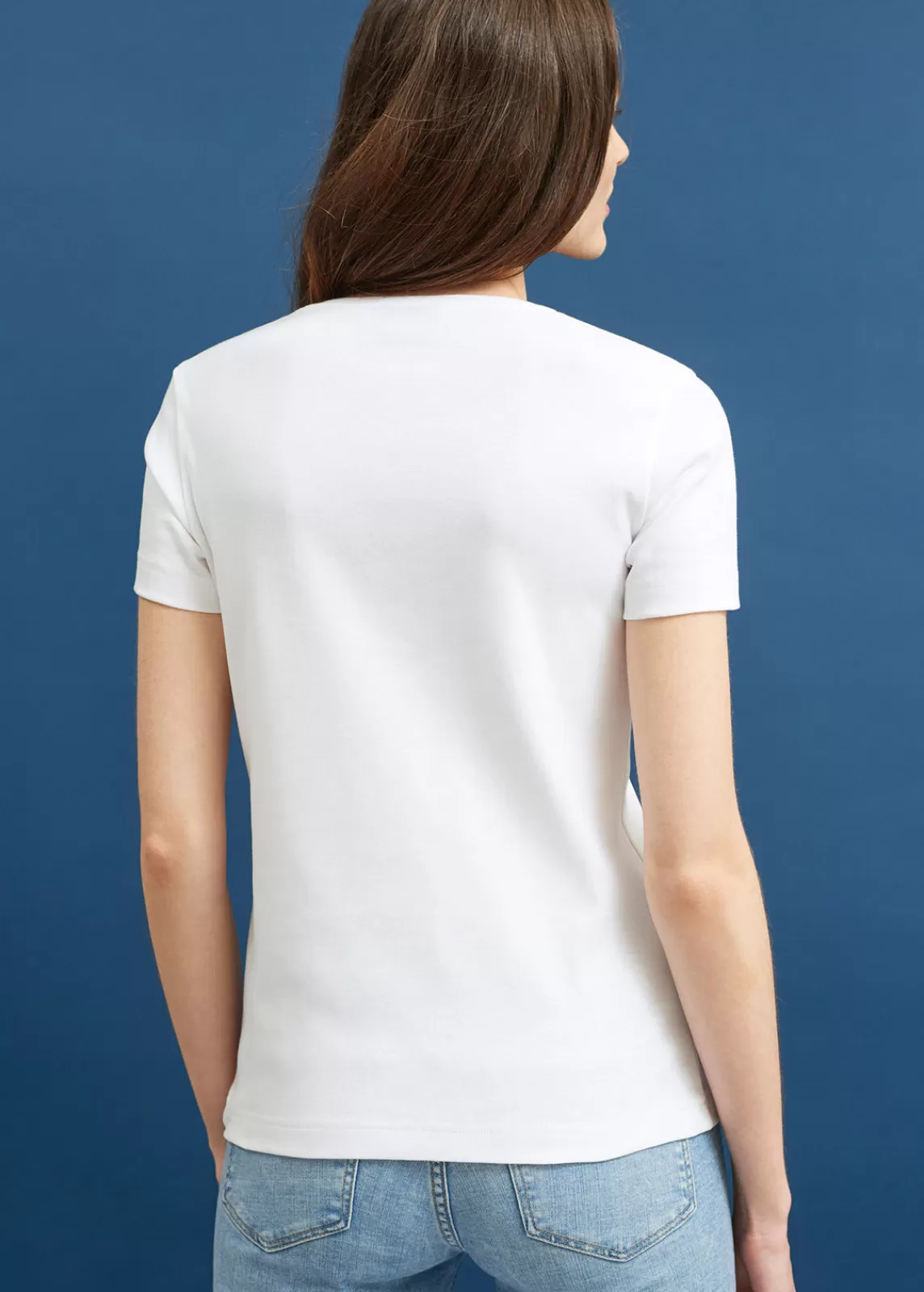 Tops & Polos>Saint James Ajaccio round neck t-shirt BLANC