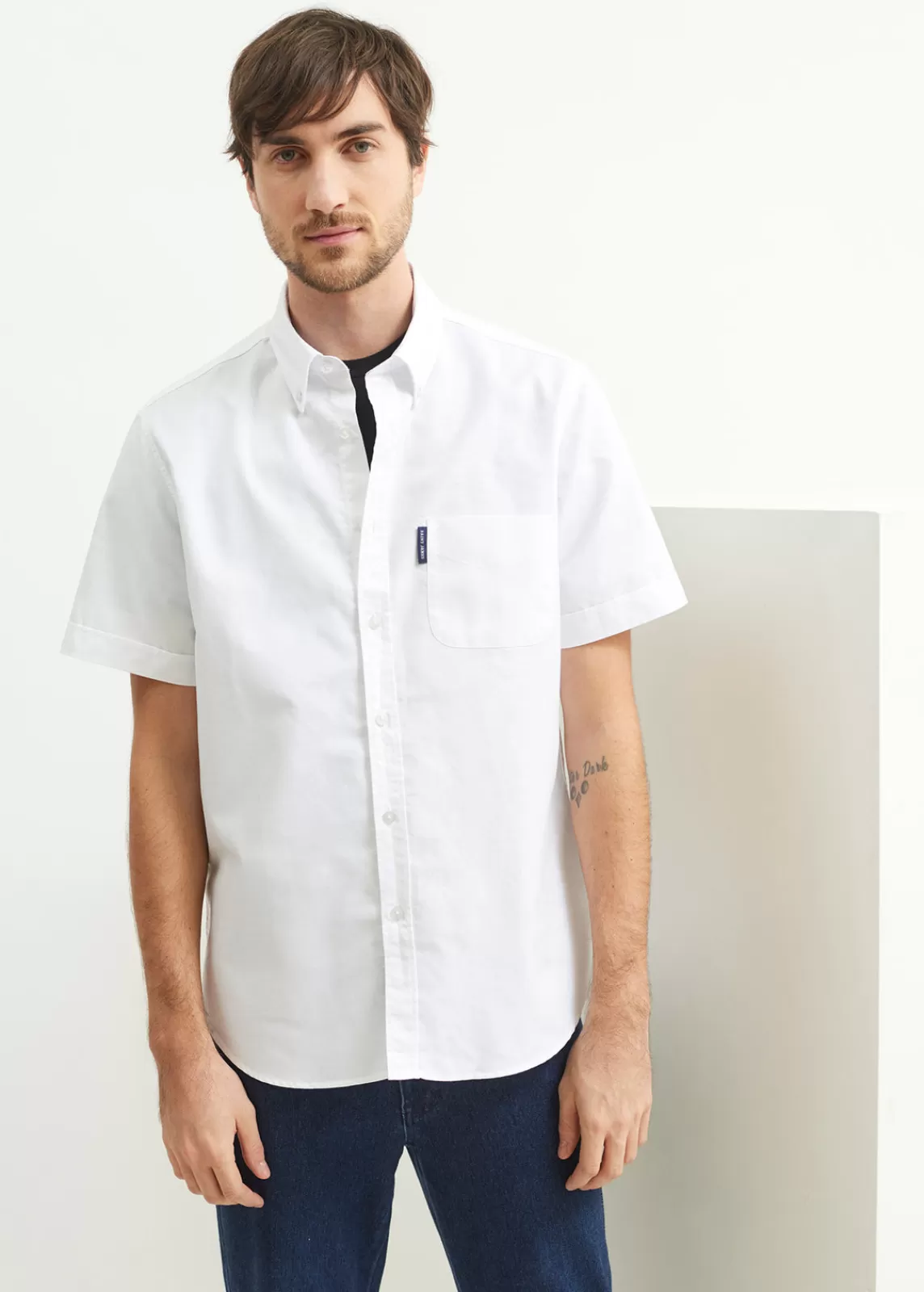 Shirts>Saint James Amboise short sleeve shirt BLANC