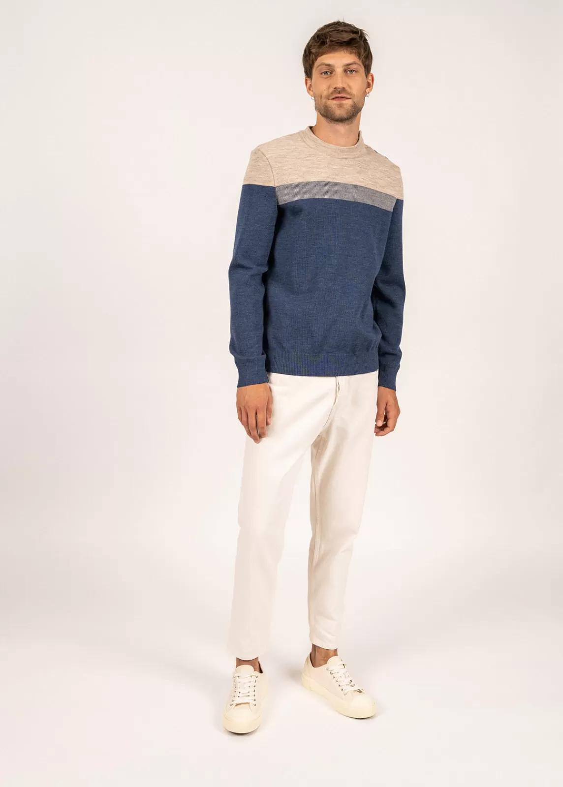 Sailor Jumpers>Saint James Aquitaine sailor jumper JEAN/BEIGE