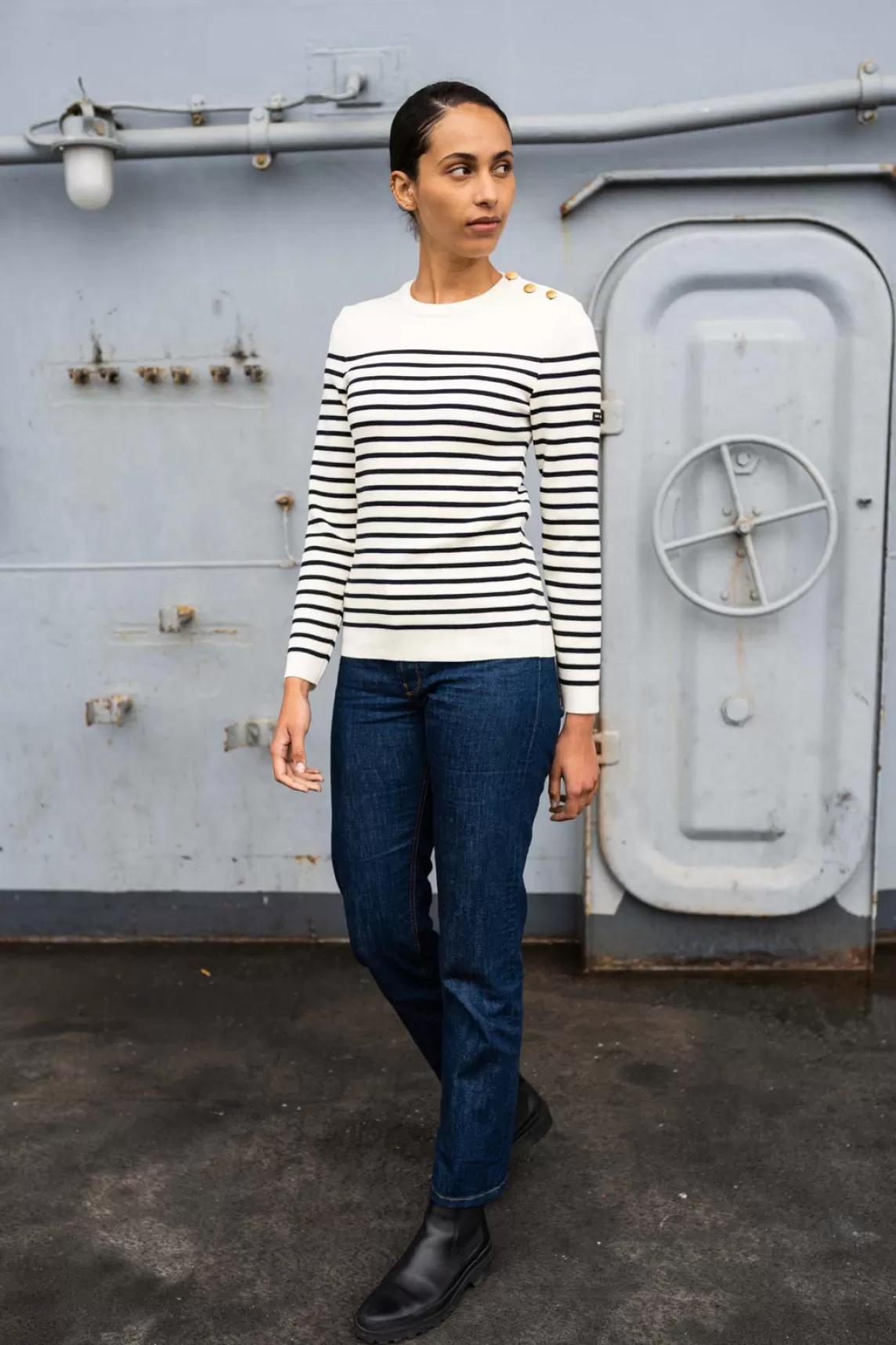 Sailor Jumpers>Saint James Astrolabe striped sailor jumper ECUME/NAVY