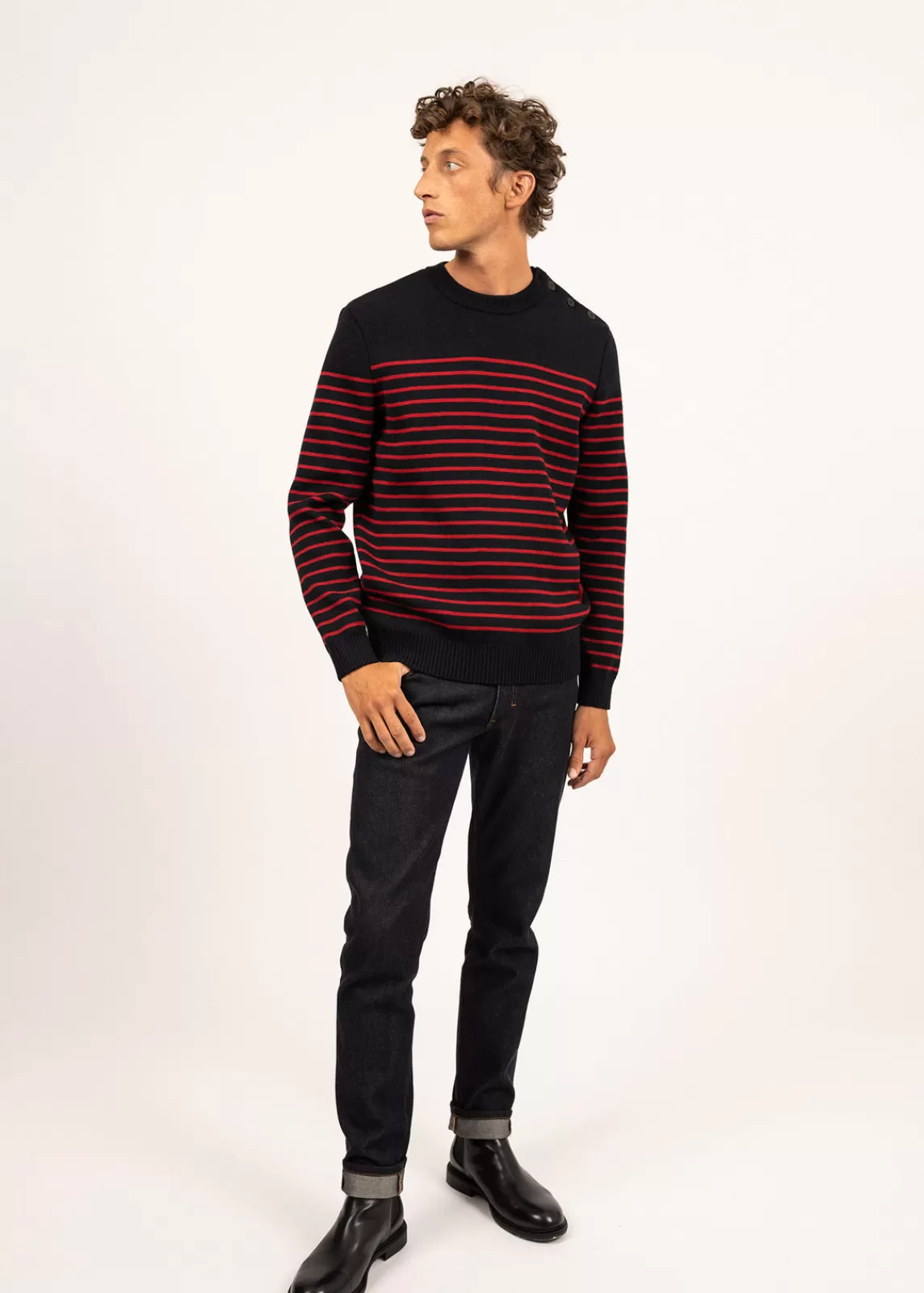 Sailor Jumpers>Saint James Binic striped sailor jumper NAVY/MEDOC