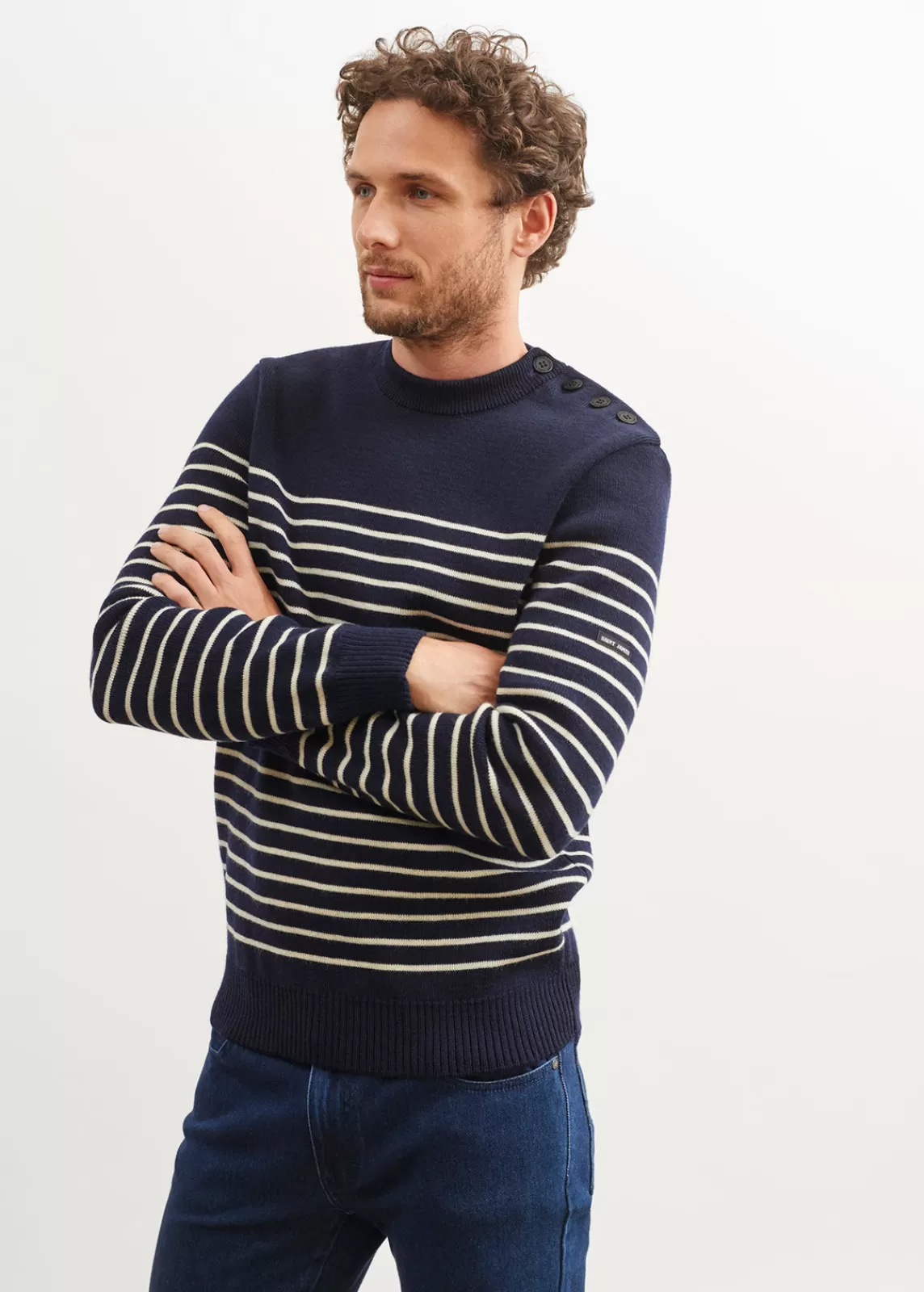 Sailor Jumpers>Saint James Binic striped sailor jumper MARINE/ECRU