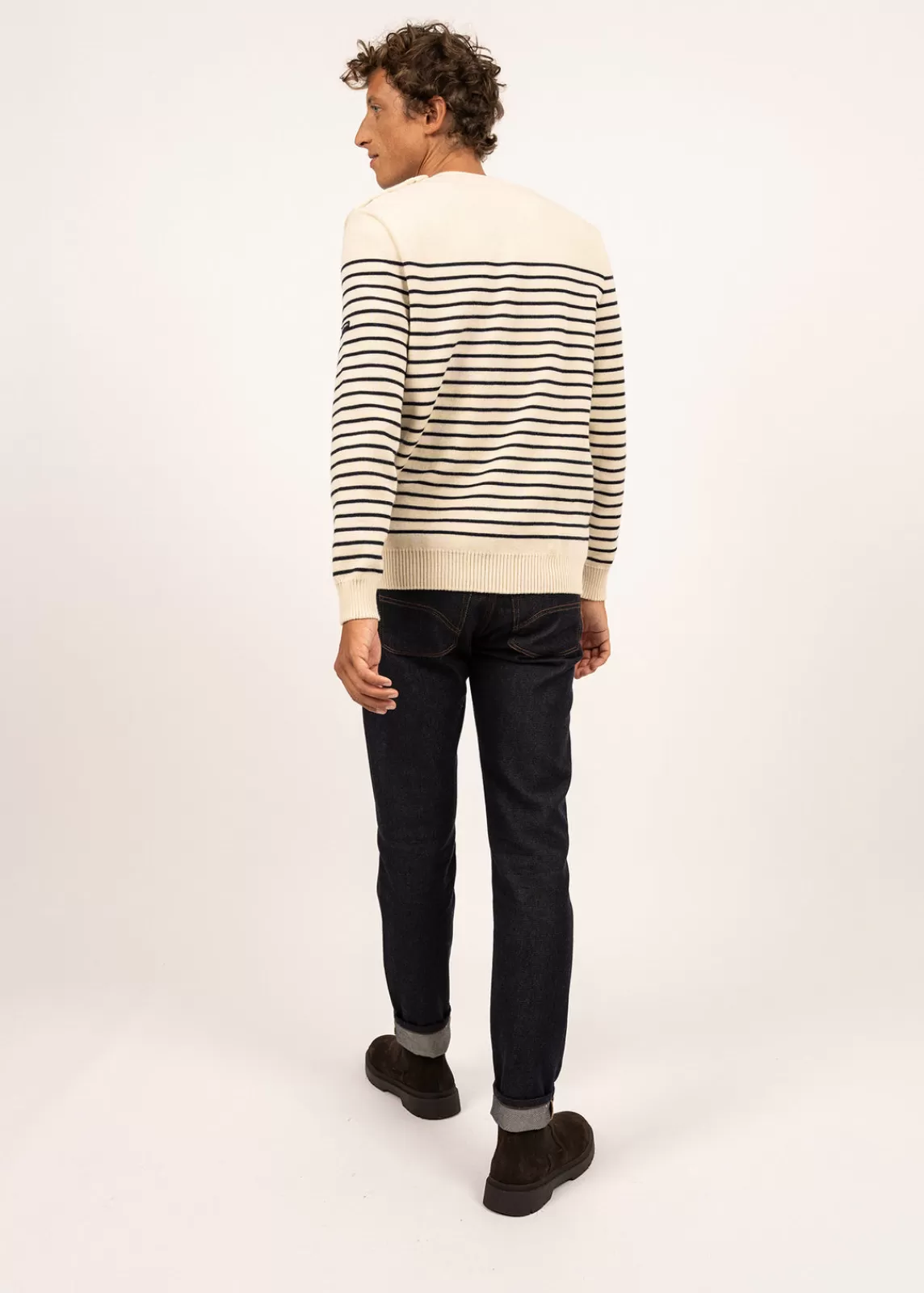 Sailor Jumpers>Saint James Binic striped sailor jumper ECRU/MARINE