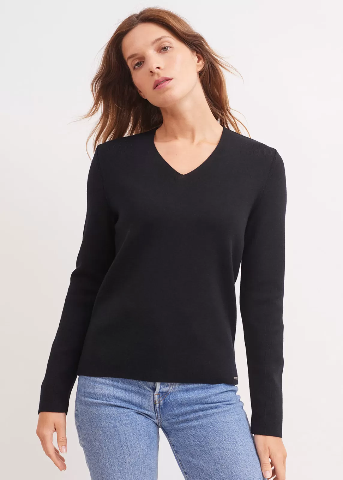 Jumpers, Cardigans, Jackets>Saint James Brehat V neck jumper NOIR