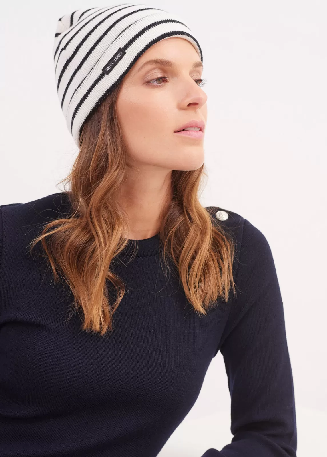 Hats & Beanies>Saint James Cartier striped sailor hat ECUME/NAVY