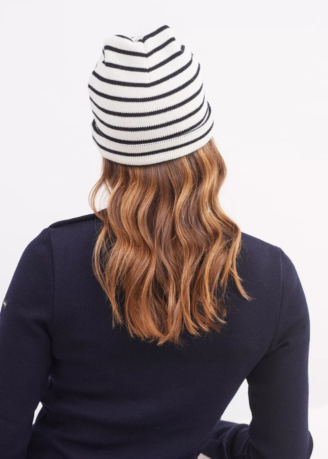 Hats & Beanies>Saint James Cartier striped sailor hat ECUME/NAVY