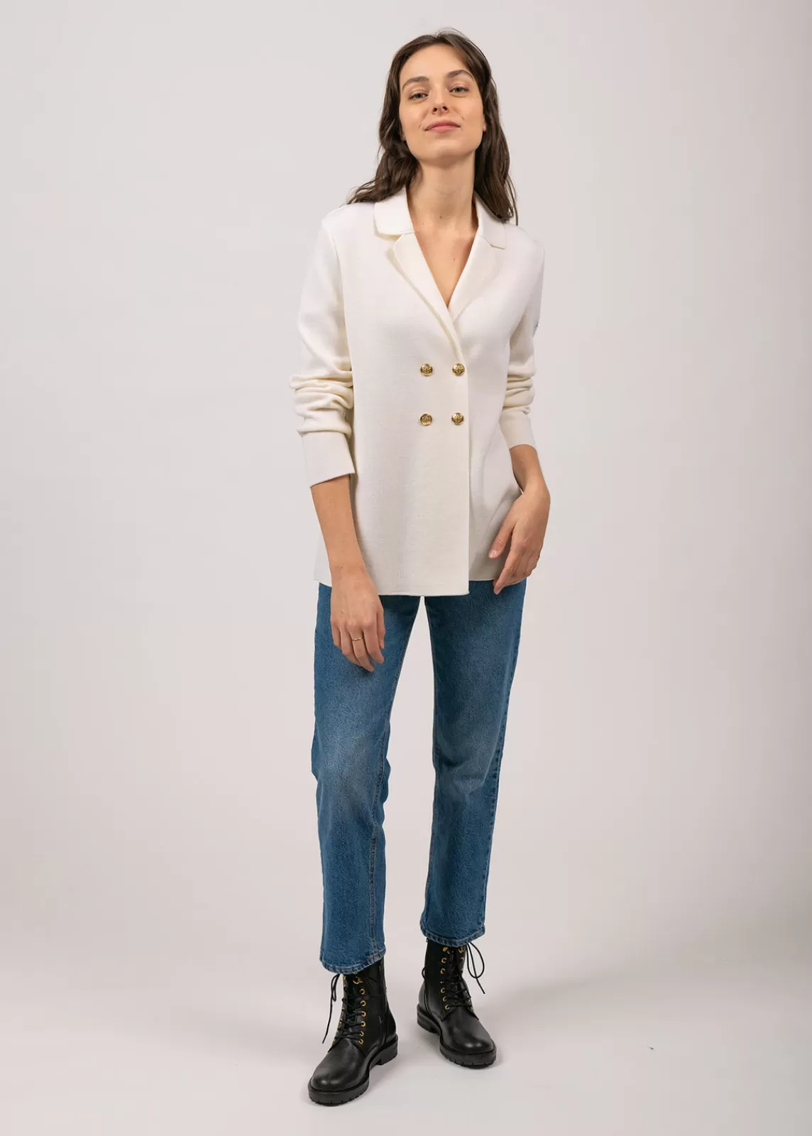 Jumpers, Cardigans, Jackets>Saint James Charente wool blazer BLANC