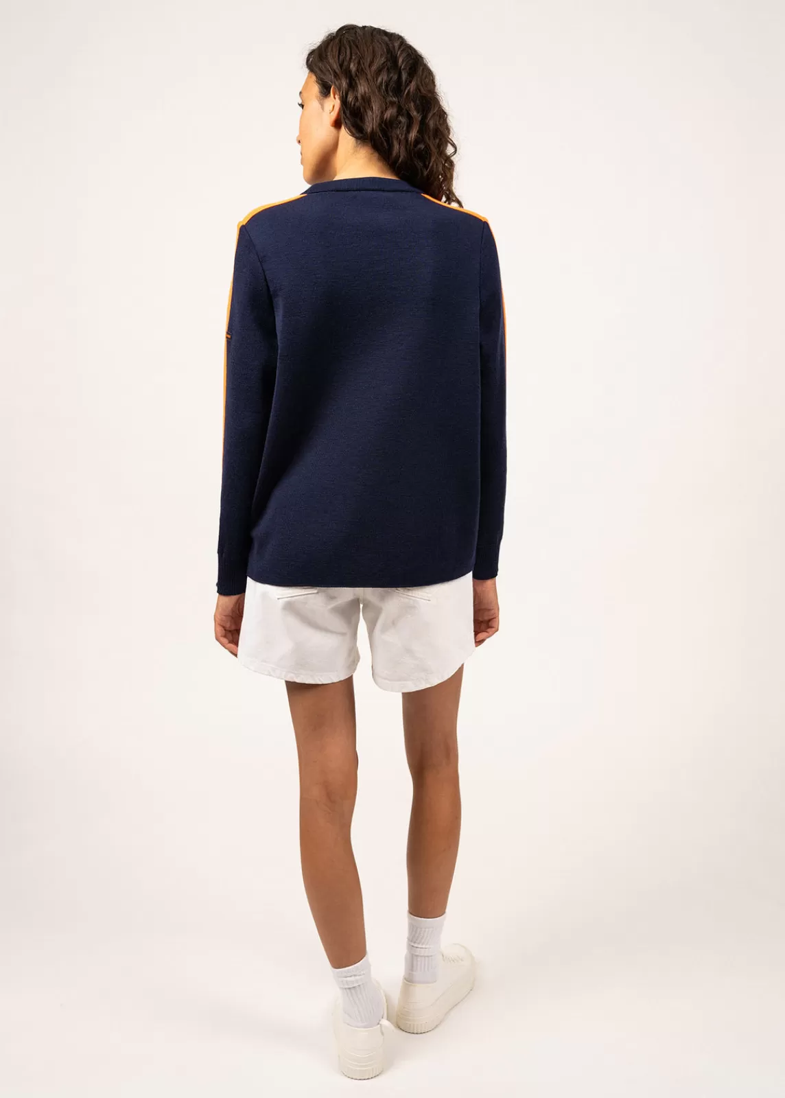 Sailor Jumpers>Saint James Chausey navy-inspired jumper INSIGNE/ORANGEFLUO