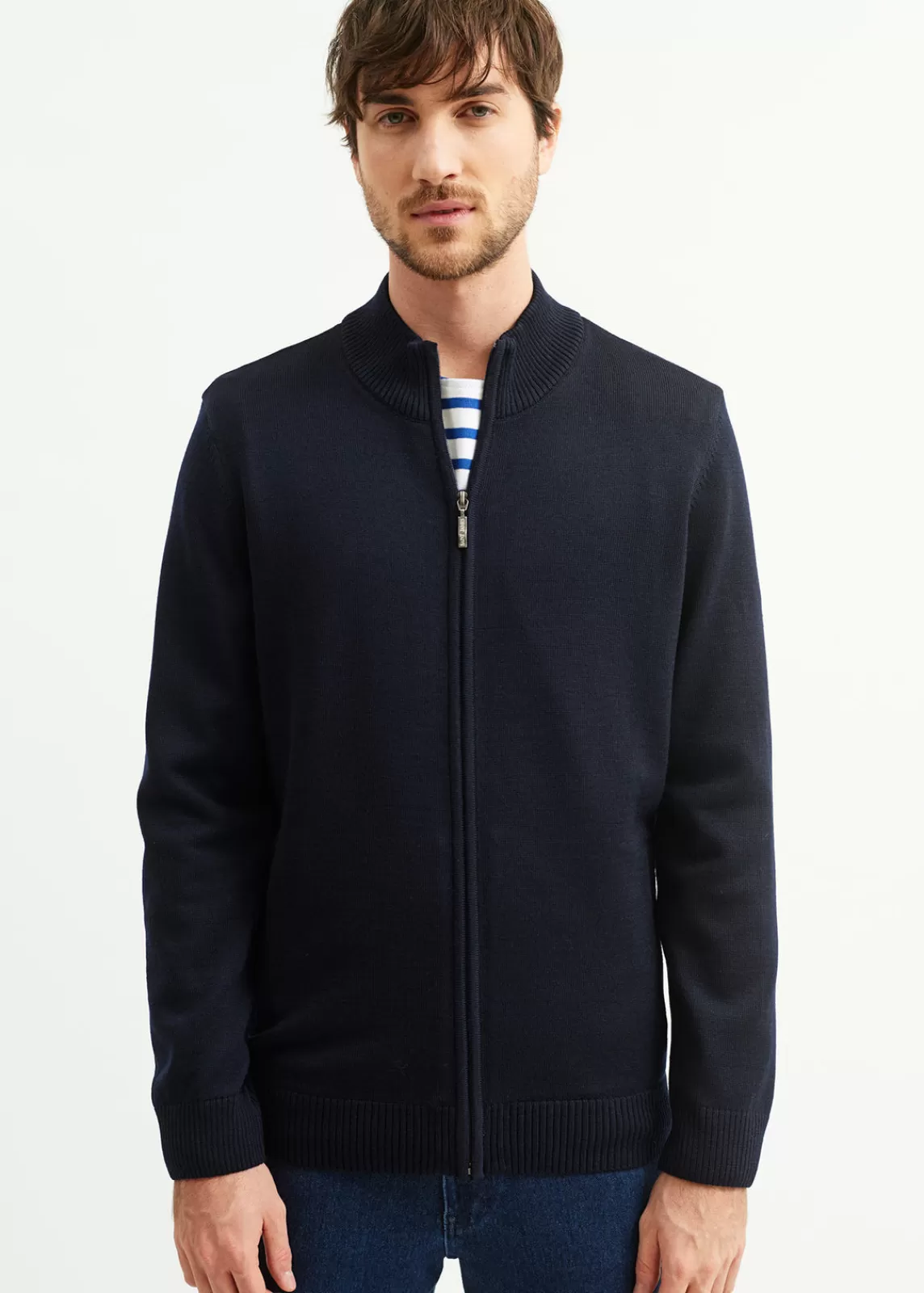 Jumpers & Cardigans>Saint James Colorado zipped cardigan NAVY/GRIS