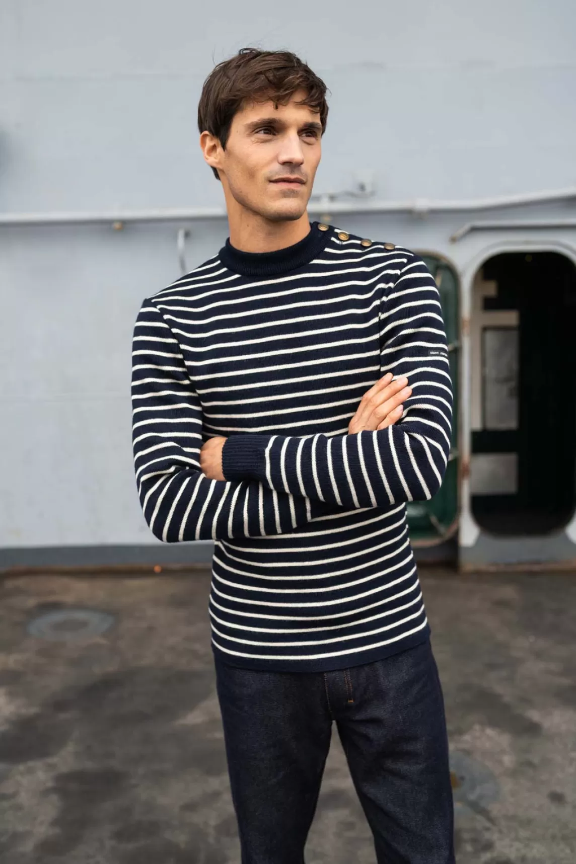 Sailor Jumpers>Saint James Compas striped sailor jumper MARINE/ECRU