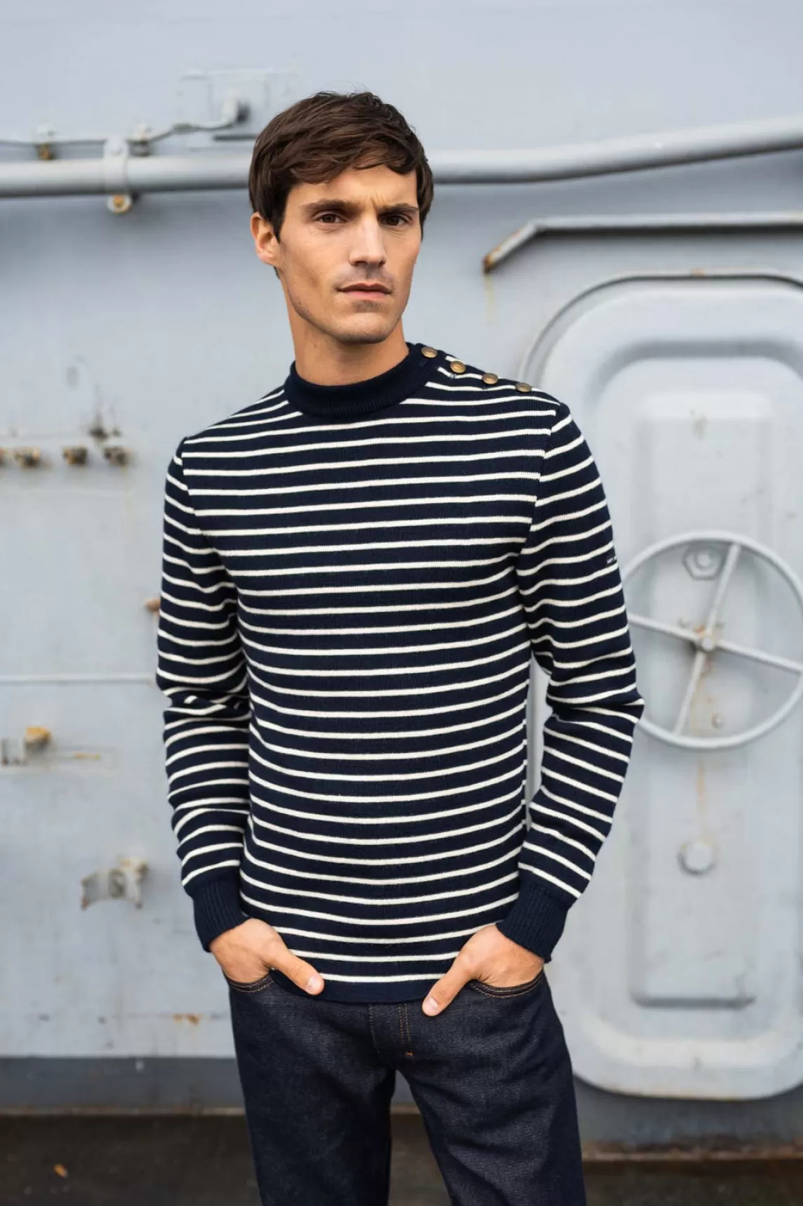 Sailor Jumpers>Saint James Compas striped sailor jumper MARINE/ECRU