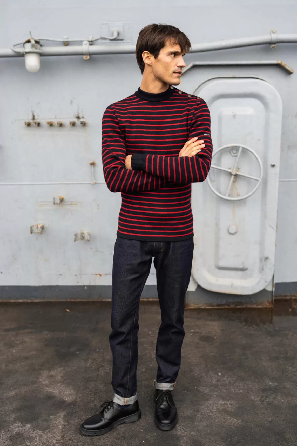 Sailor Jumpers>Saint James Compas striped sailor jumper NAVY/MEDOC