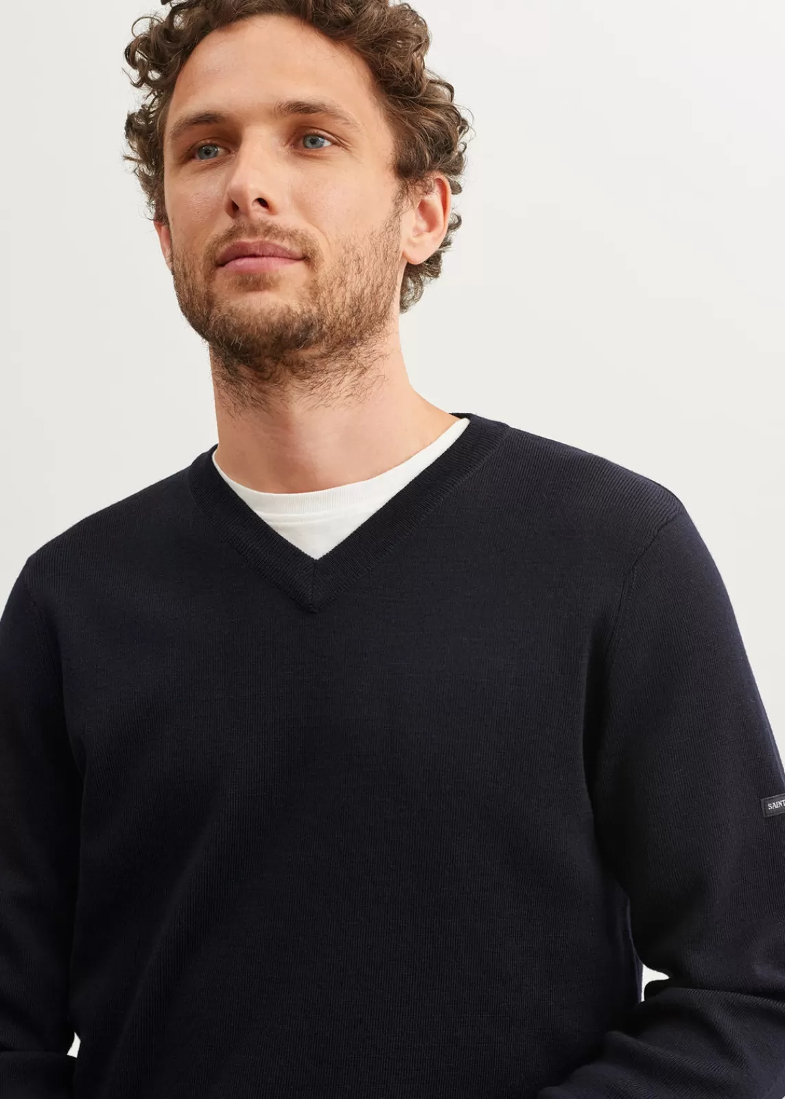 Jumpers & Cardigans>Saint James Cuirasse V neck jumper NAVY