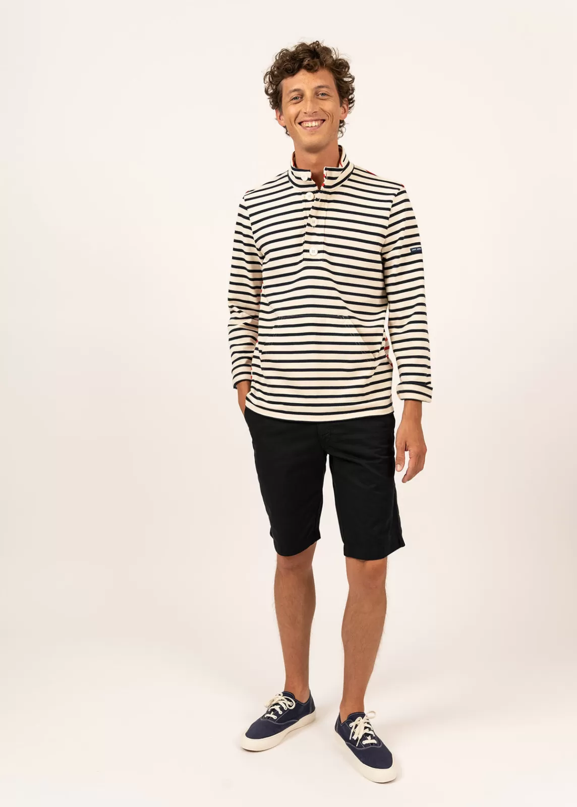 Trousers & Shorts>Saint James Doug straight Bermuda shorts in cotton canvas NAVY