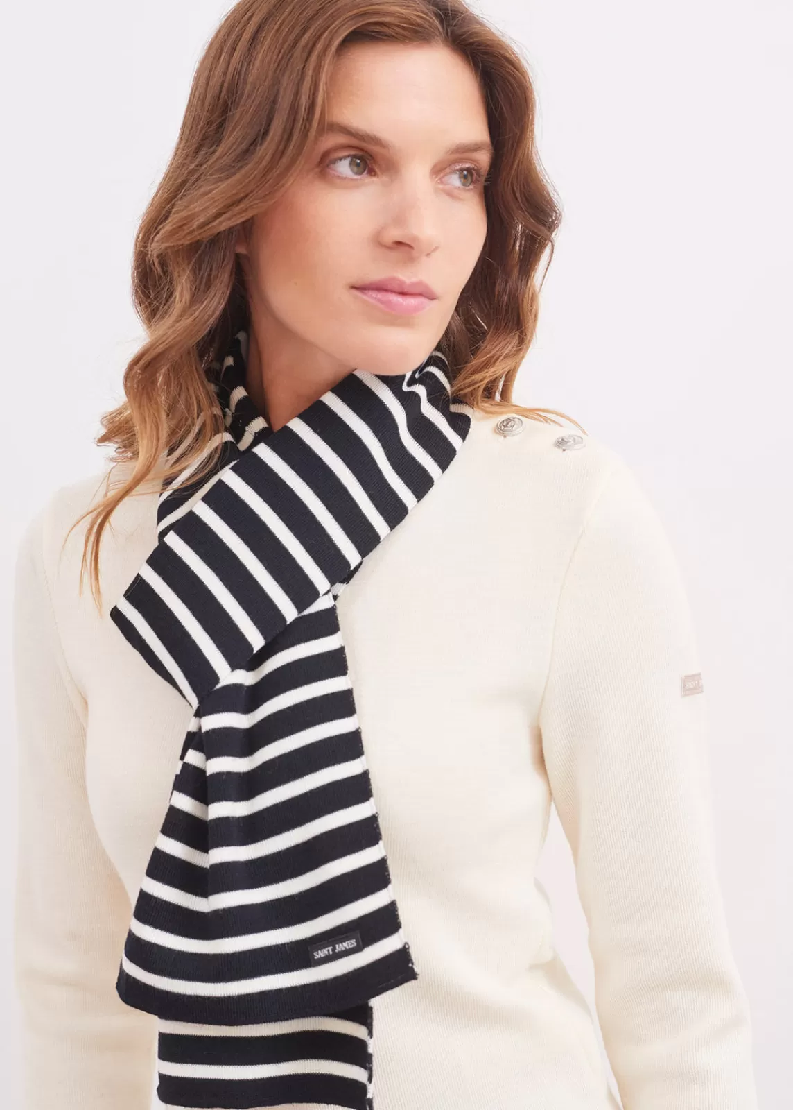 Accessories>Saint James Duguay striped scarf NAVY/ECUME