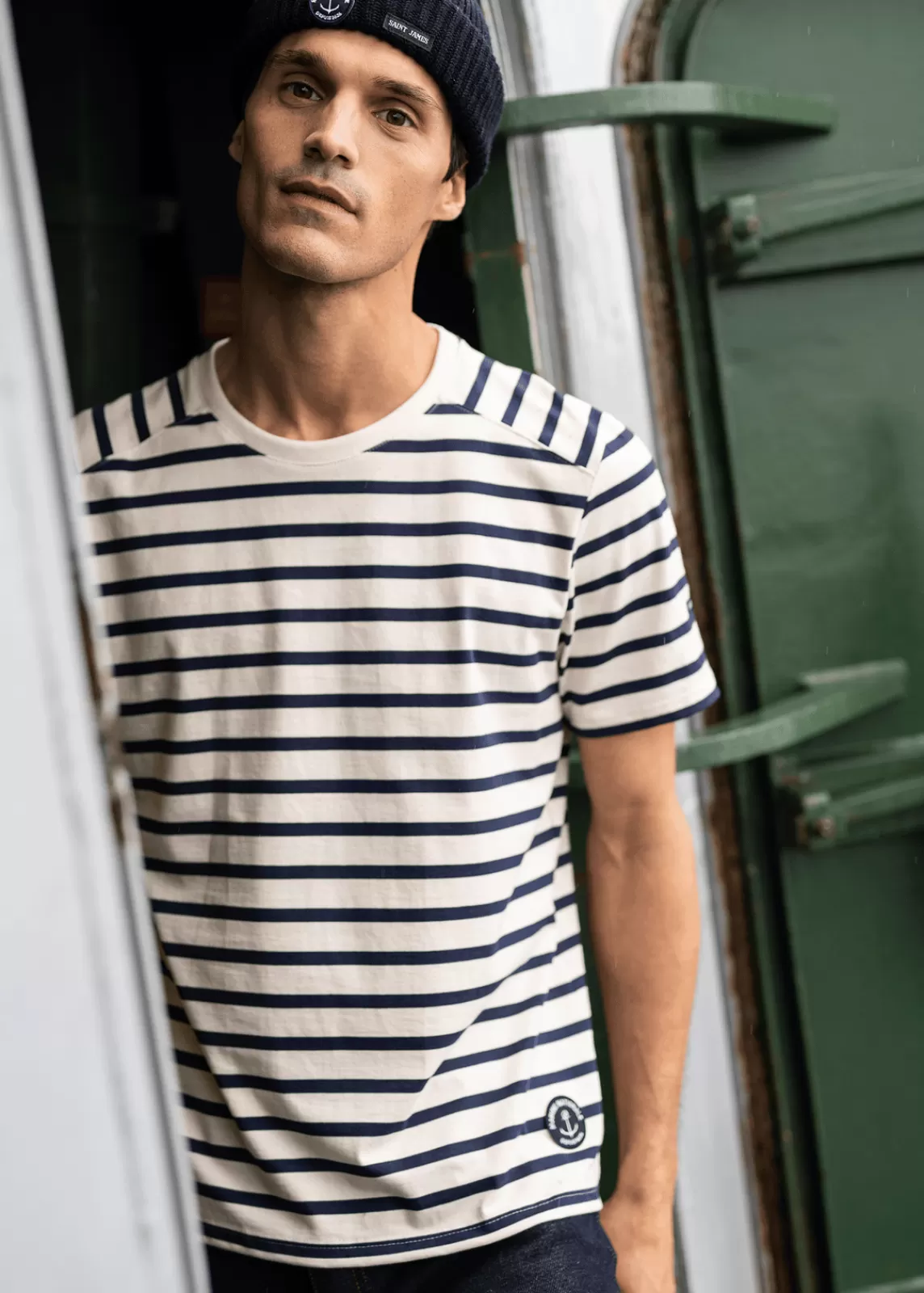 Polos & T-Shirts>Saint James Etraco sailor striped t-shirt ECRU/MARINE