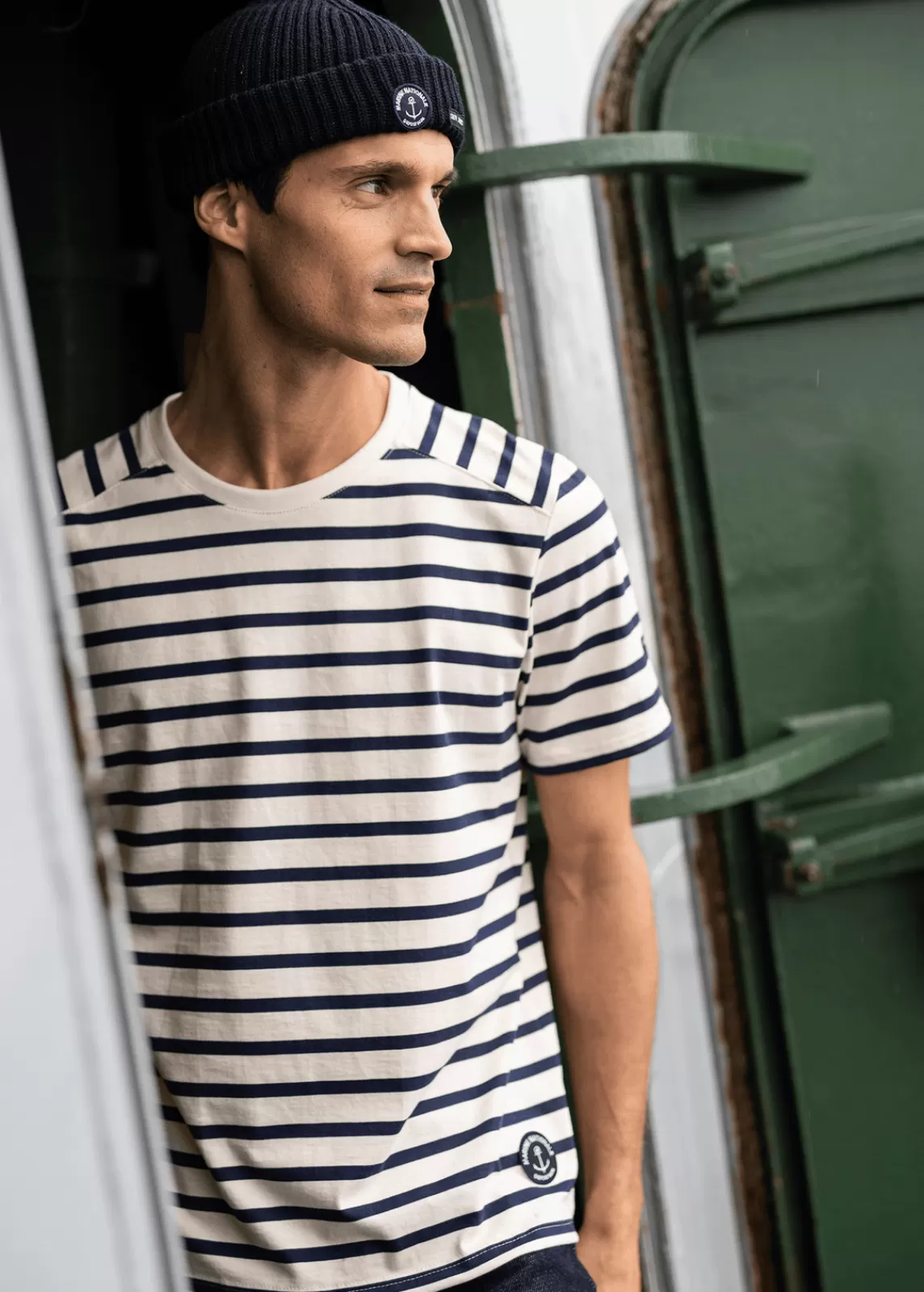 Polos & T-Shirts>Saint James Etraco sailor striped t-shirt ECRU/MARINE