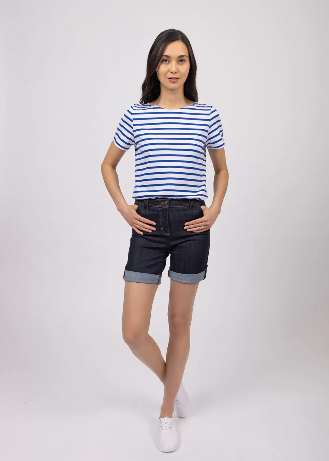 Sailor Striped Shirts>Saint James Etrille short sleeve striped sailor shirt NEIGE/GITANE