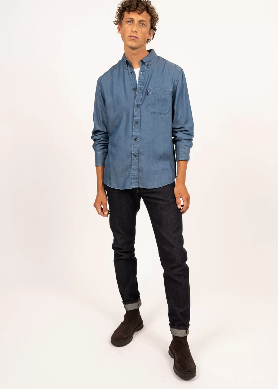 Shirts>Saint James Frederic long sleeve shirt CHAMBRAY