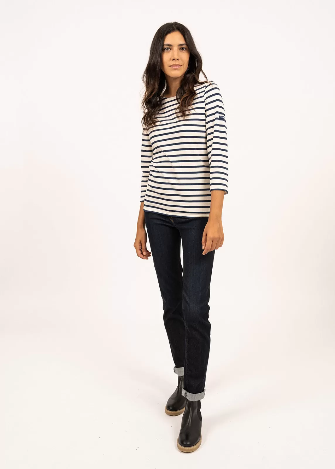 Sailor Striped Shirts>Saint James Galathée striped sailor shirt ECRU/MARINE