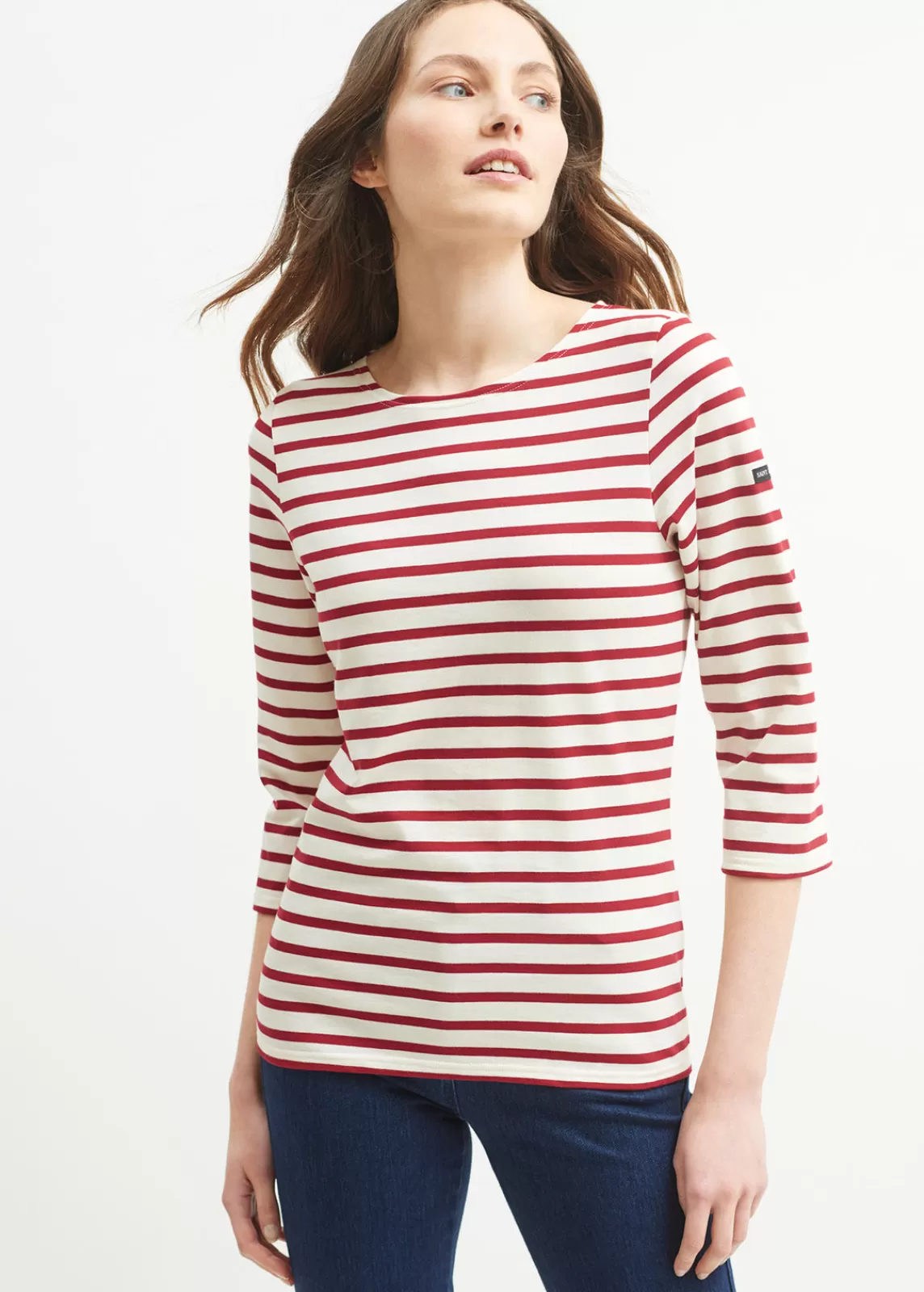 Sailor Striped Shirts>Saint James Galathée striped sailor shirt ECRU/PERSAN