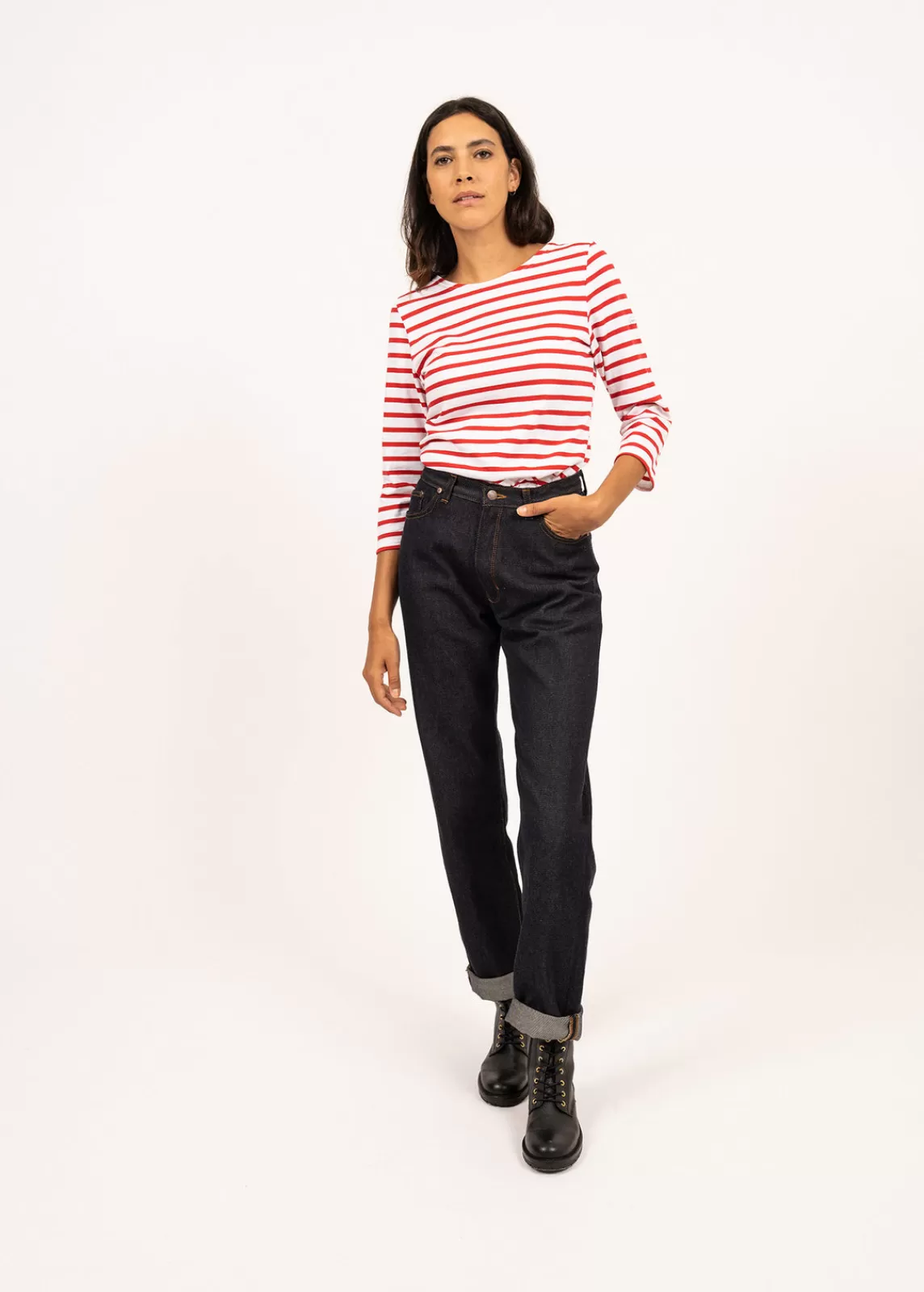 Sailor Striped Shirts>Saint James Galathée striped sailor shirt NEIGE/TULIPE