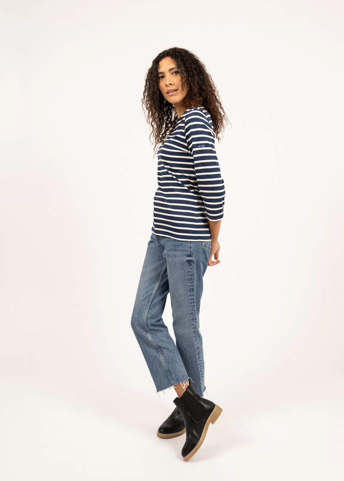 Sailor Striped Shirts>Saint James Galathée striped sailor shirt MARINE/ECRU