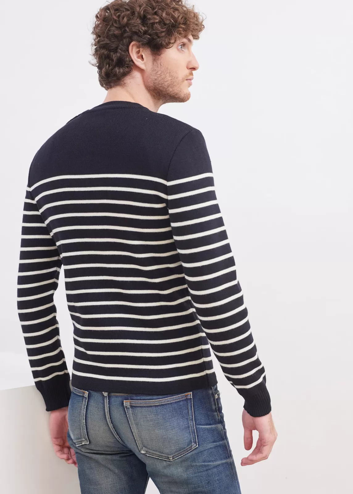 Sailor Jumpers>Saint James Galiote striped sailor jumper NAVY/ECUME