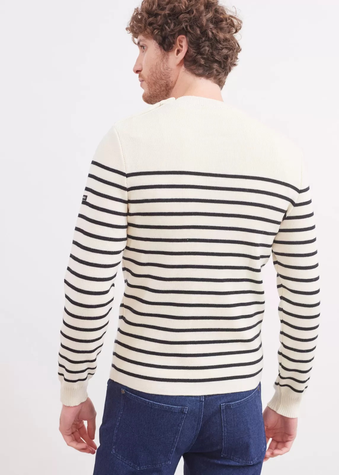 Sailor Jumpers>Saint James Galiote striped sailor jumper ECUME/NAVY