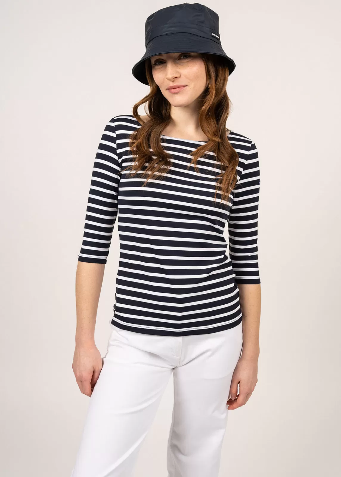 Sailor Striped Shirts>Saint James Garde Côte anti-UV striped sailor shirt NAVY/NEIGE