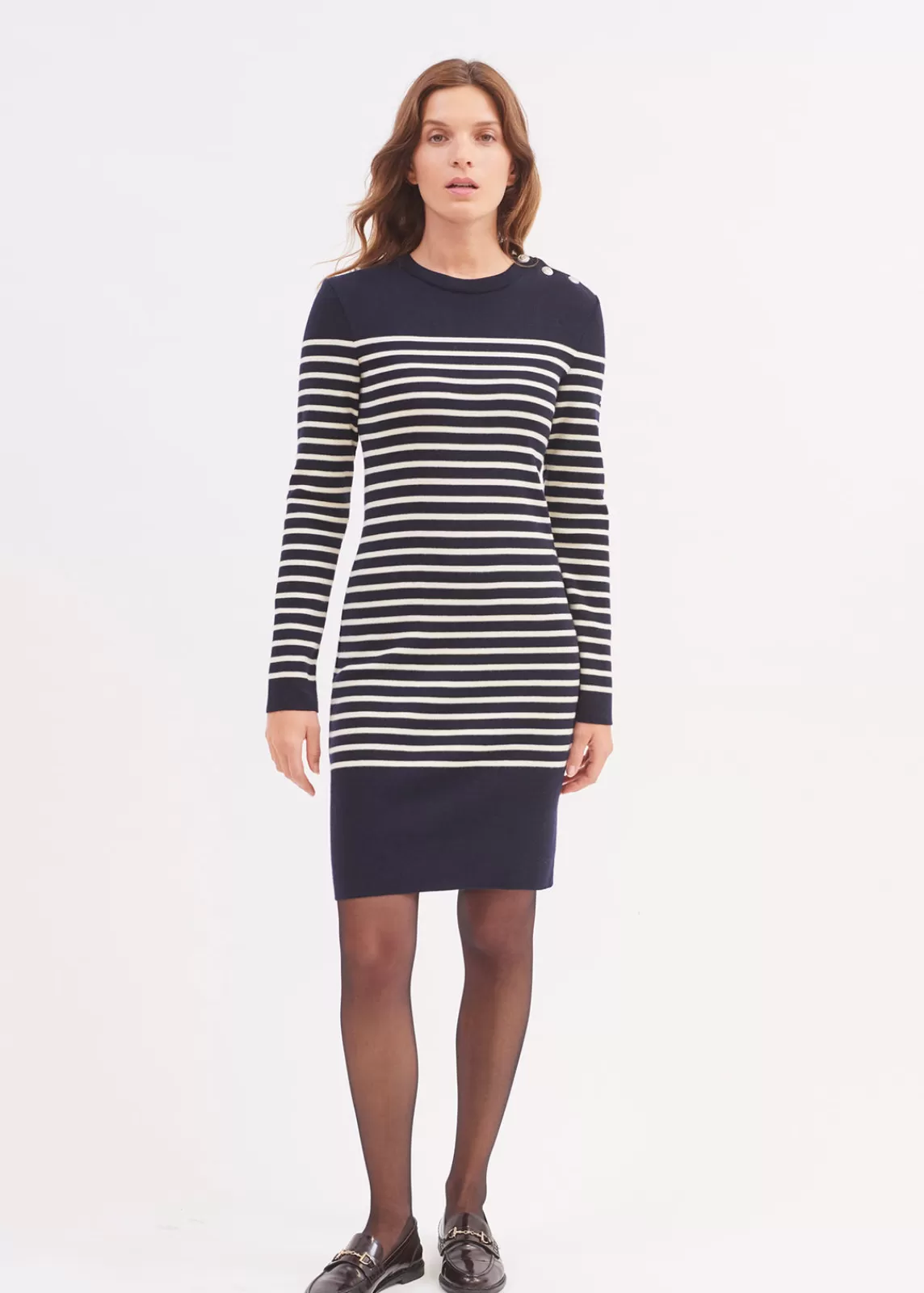 Dresses & Skirts>Saint James Grande Marée striped jumper dress NAVY/ECUME