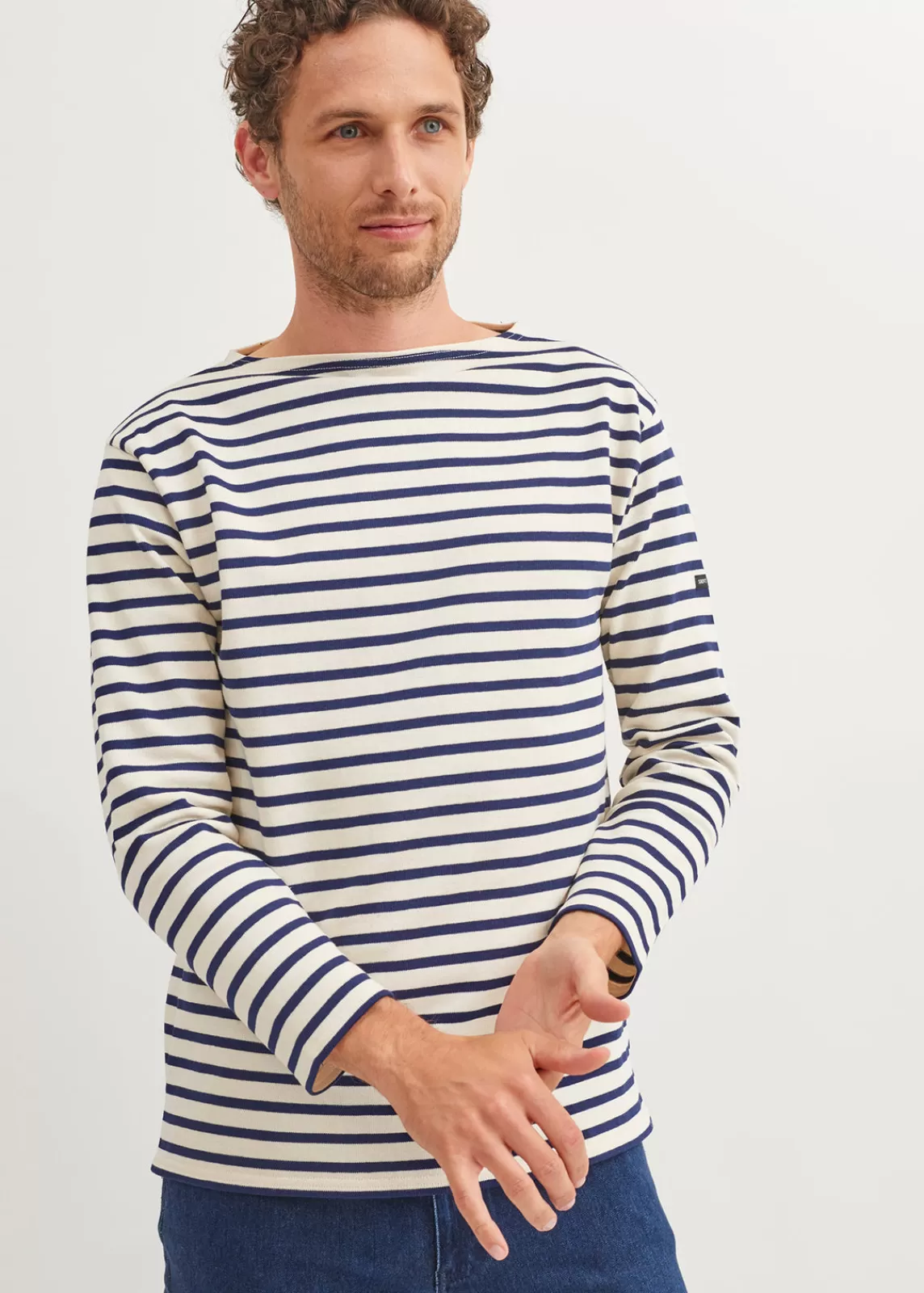 Sailor Striped Shirts>Saint James Guildo striped sailor shirt ECRU/MARINE