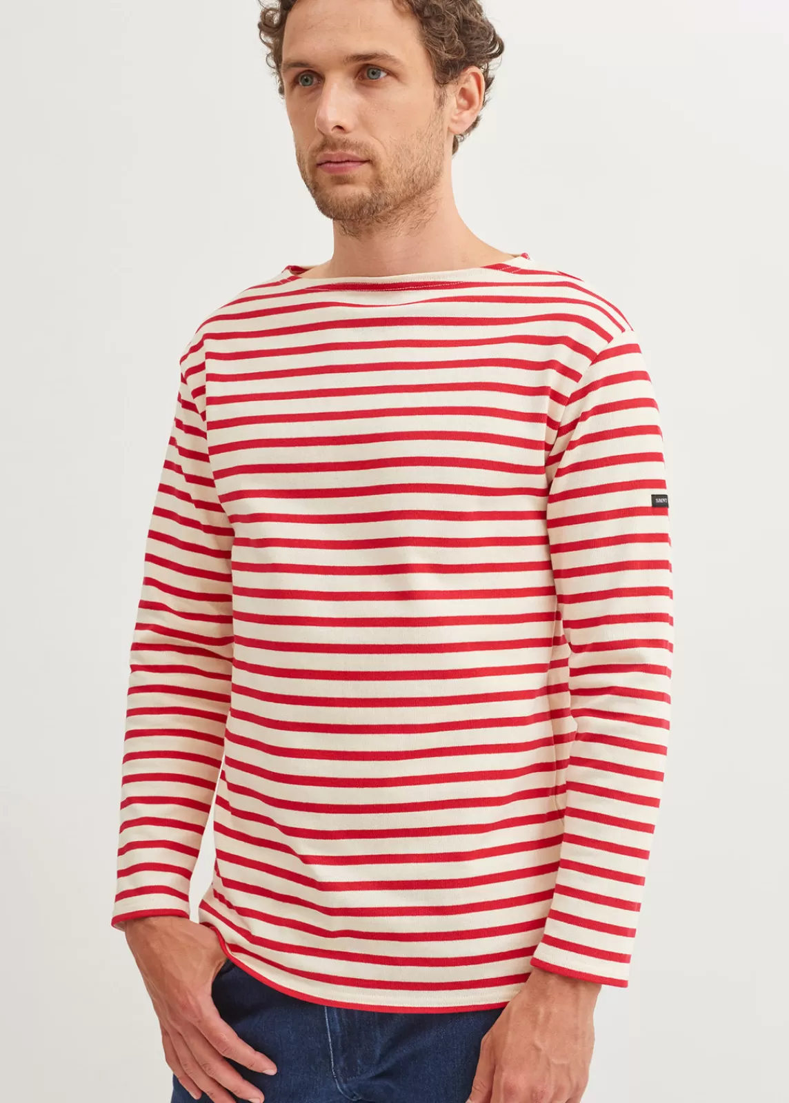 Sailor Striped Shirts>Saint James Guildo striped sailor shirt ECRU/TULIPE