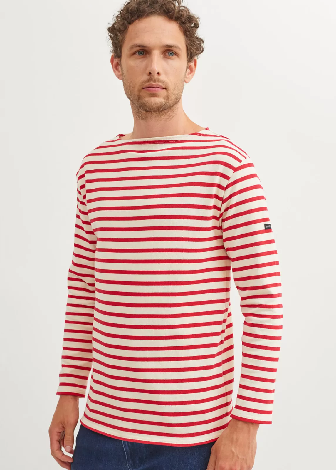 Sailor Striped Shirts>Saint James Guildo striped sailor shirt ECRU/TULIPE