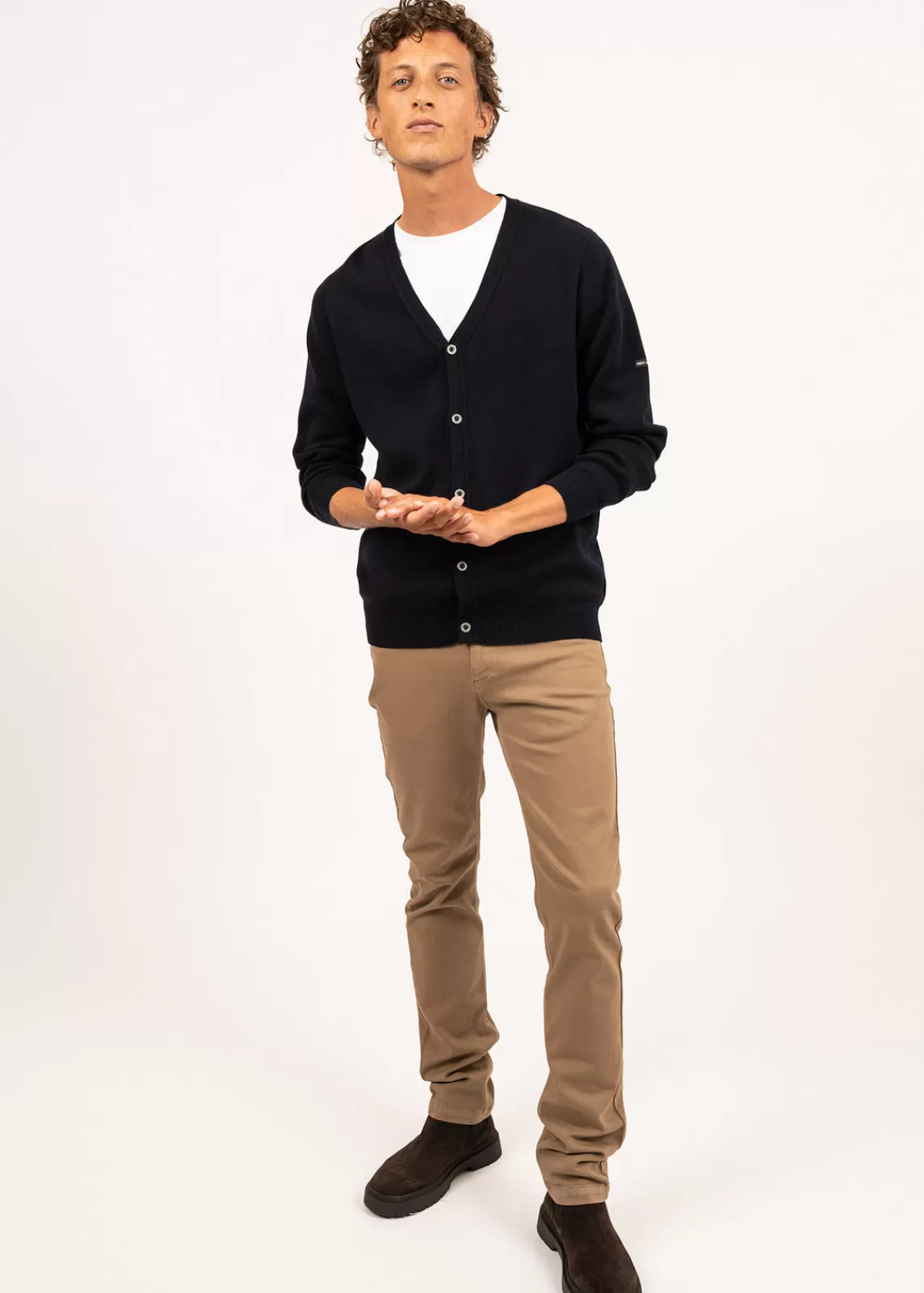 Jumpers & Cardigans>Saint James Guingamp buttoned cardigan NAVY