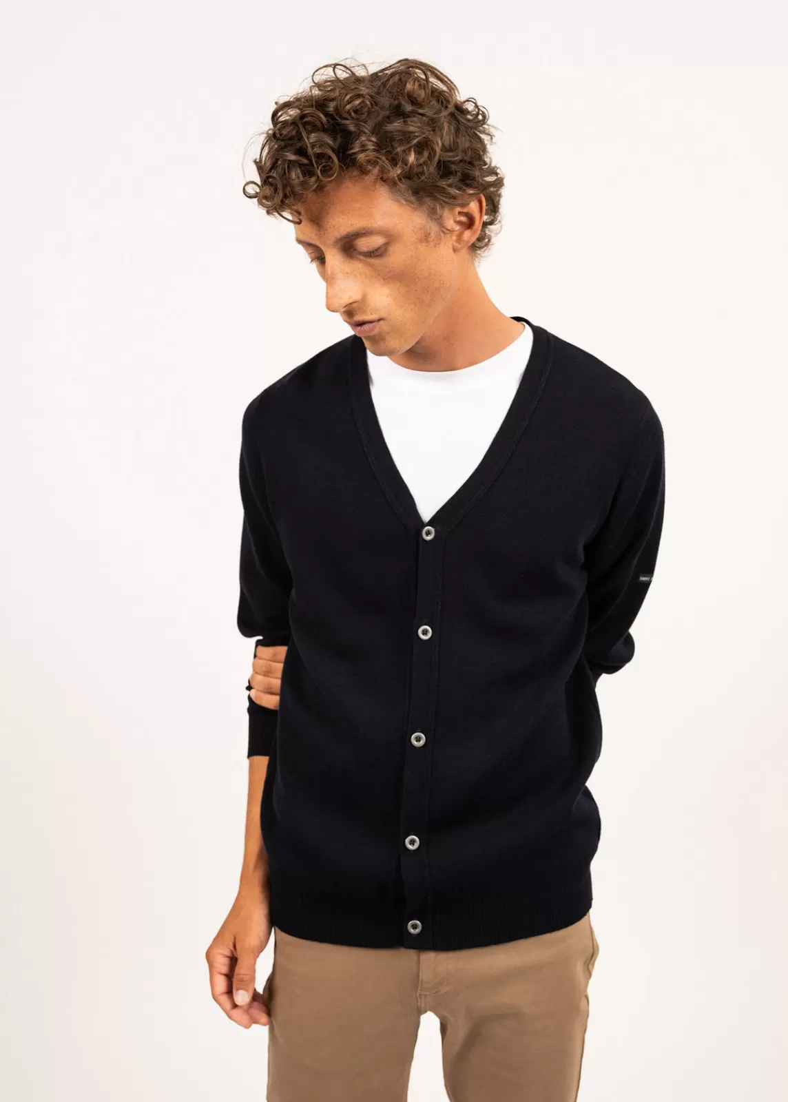 Jumpers & Cardigans>Saint James Guingamp buttoned cardigan NAVY