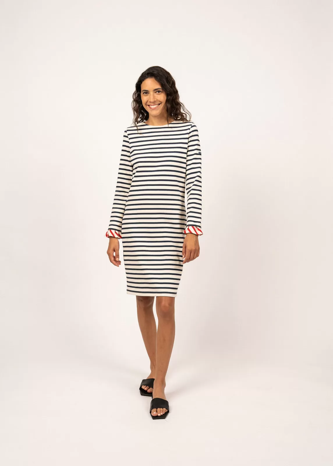 Dresses & Skirts>Saint James Hermanville striped dress ECRU/MARINE/TULIPE