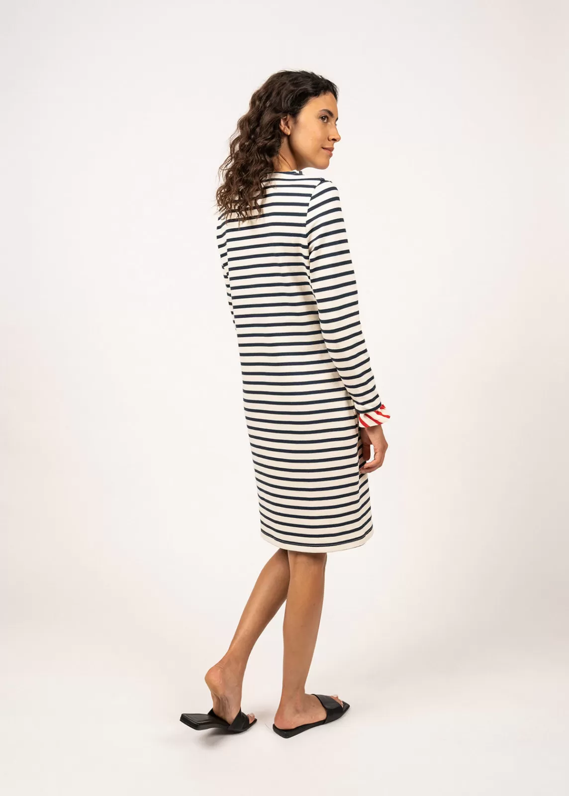 Dresses & Skirts>Saint James Hermanville striped dress ECRU/MARINE/TULIPE