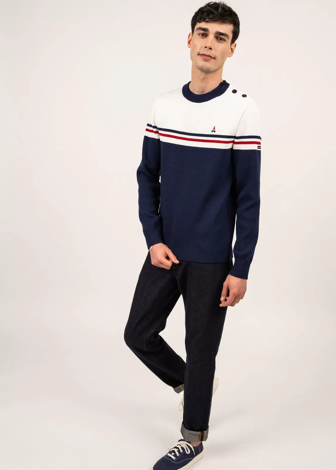 Sailor Jumpers>Saint James Houlgate sailor jumper INSIGNE/BLANC/MEDOC