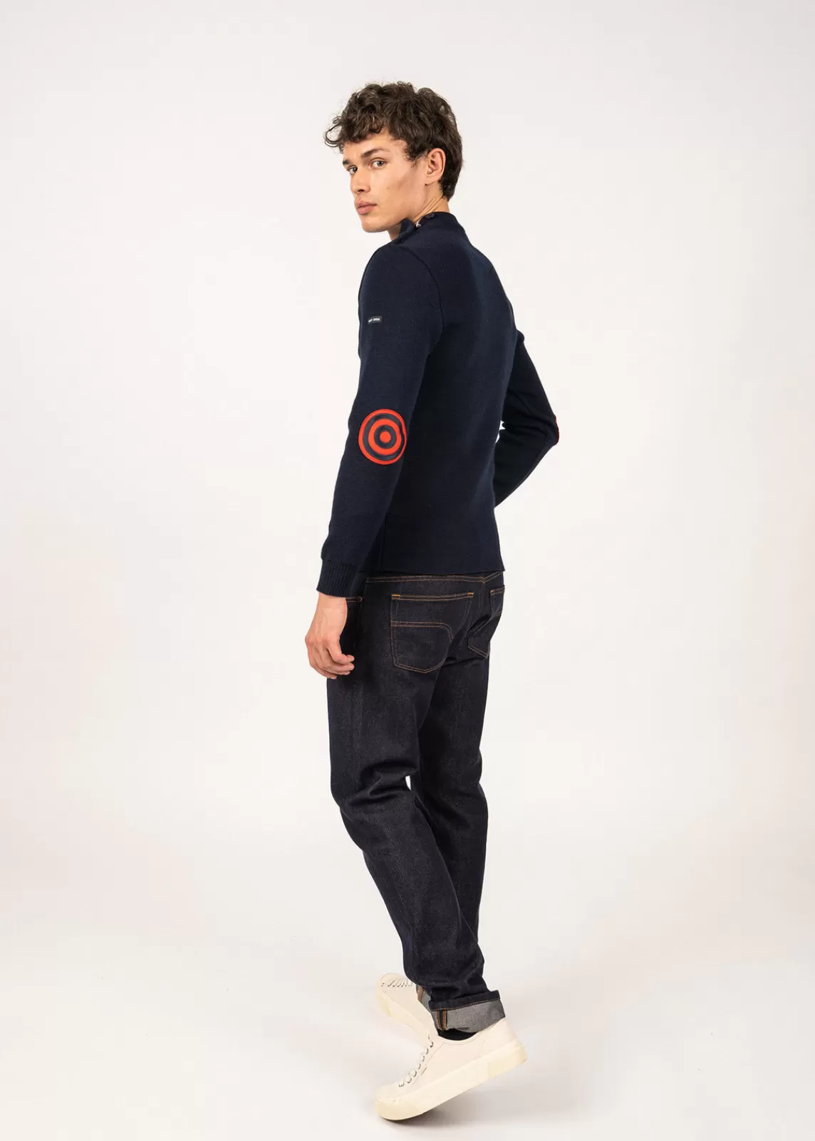 Sailor Jumpers>Saint James Iconic Matelot jumper with elbow patches MARINE