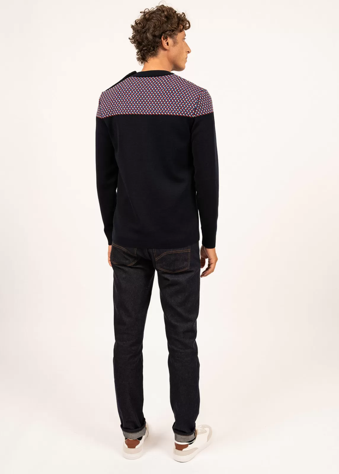 Jumpers & Cardigans>Saint James Jacquard sailor jumper NAVY/MULTICO