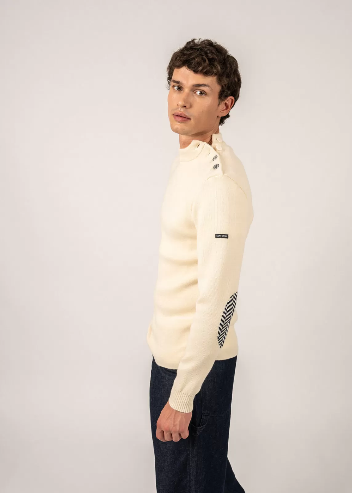 Sailor Jumpers>Saint James Le Chevron sailor jumper ECRU/MARINE