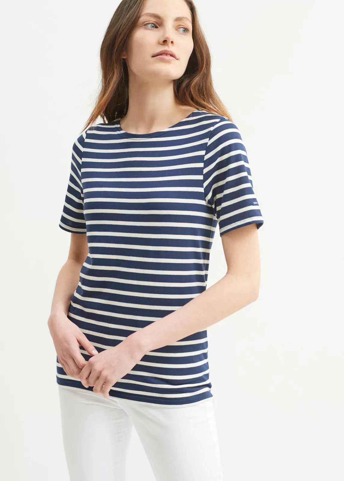 Sailor Striped Shirts>Saint James Levant short sleeve striped sailor shirt MARINE/ECRU