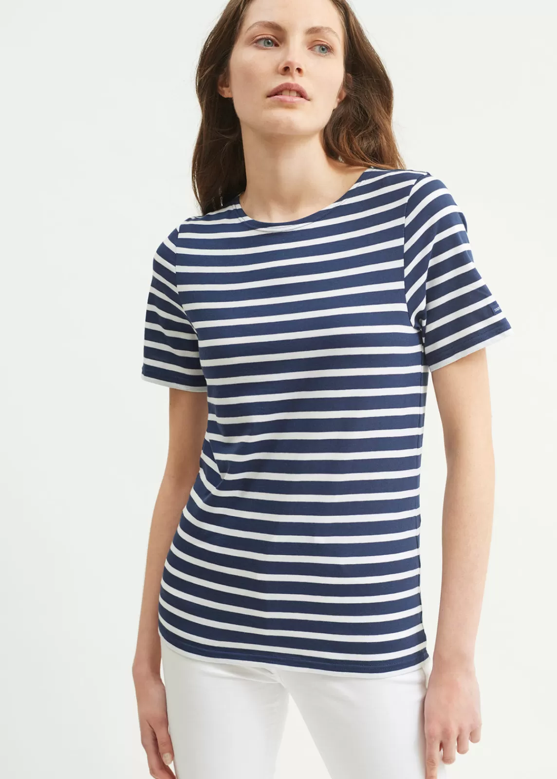 Sailor Striped Shirts>Saint James Levant short sleeve striped sailor shirt MARINE/NEIGE