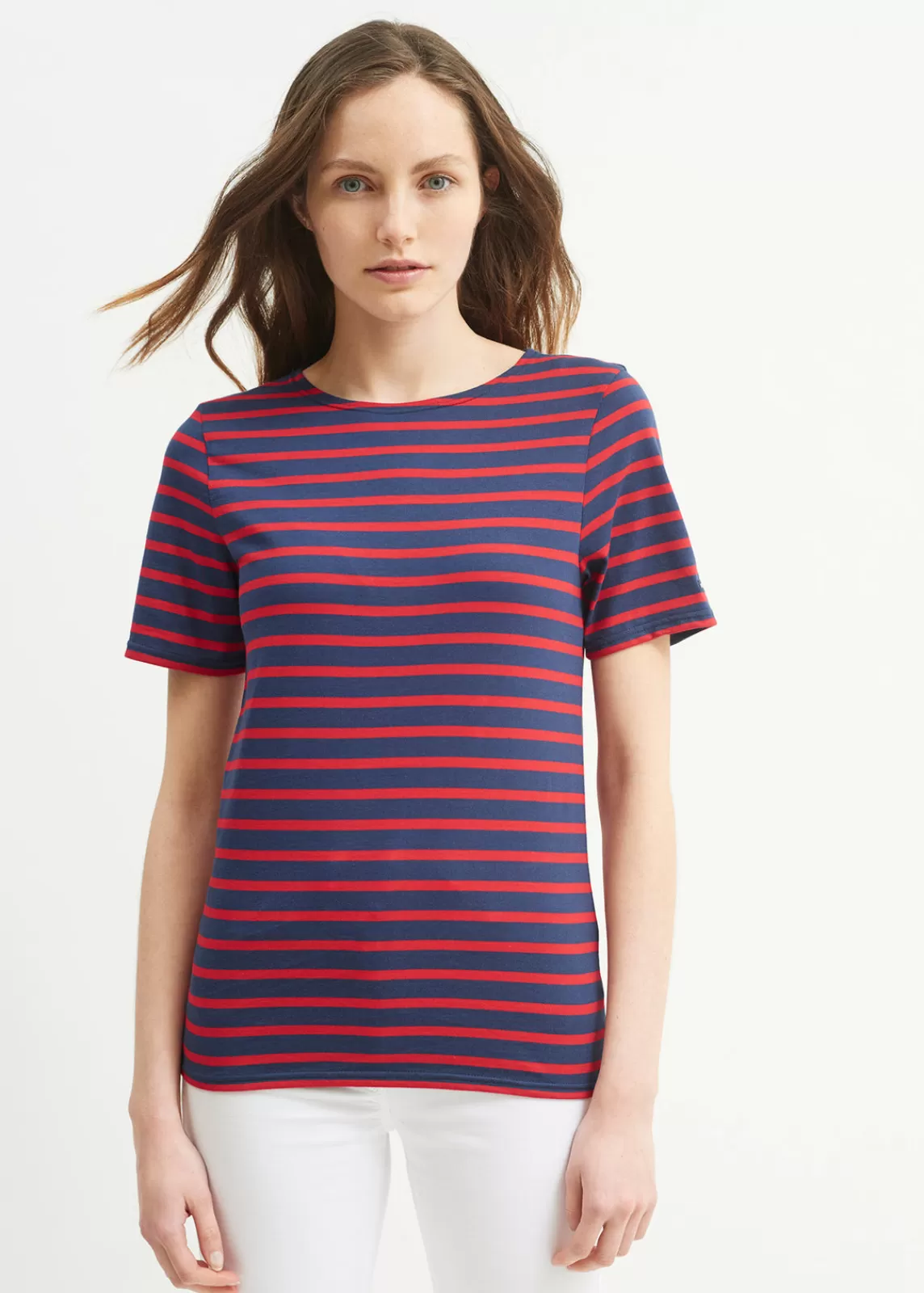 Sailor Striped Shirts>Saint James Levant short sleeve striped sailor shirt MARINE/TULIPE