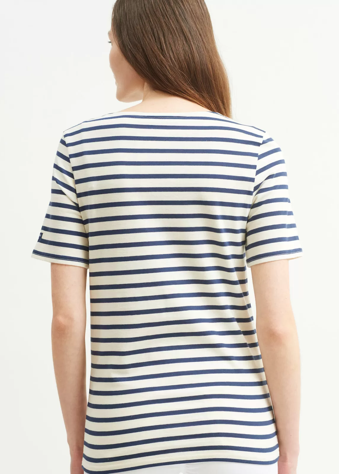 Sailor Striped Shirts>Saint James Levant short sleeve striped sailor shirt ECRU/MARINE