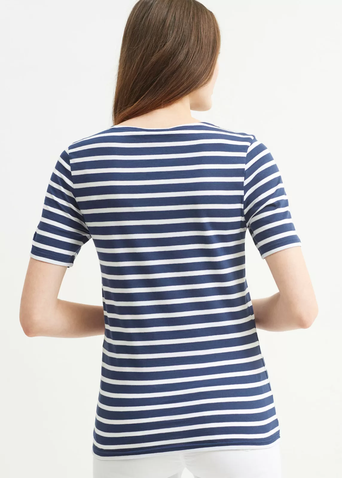 Sailor Striped Shirts>Saint James Levant short sleeve striped sailor shirt MARINE/NEIGE