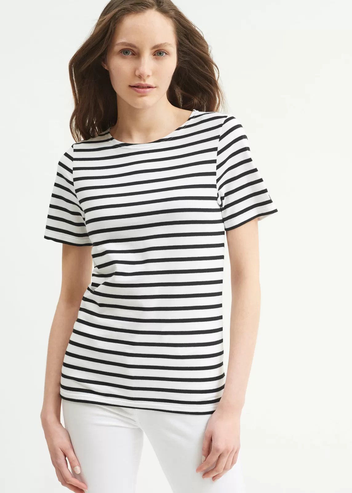 Sailor Striped Shirts>Saint James Levant short sleeve striped sailor shirt NEIGE/NOIR