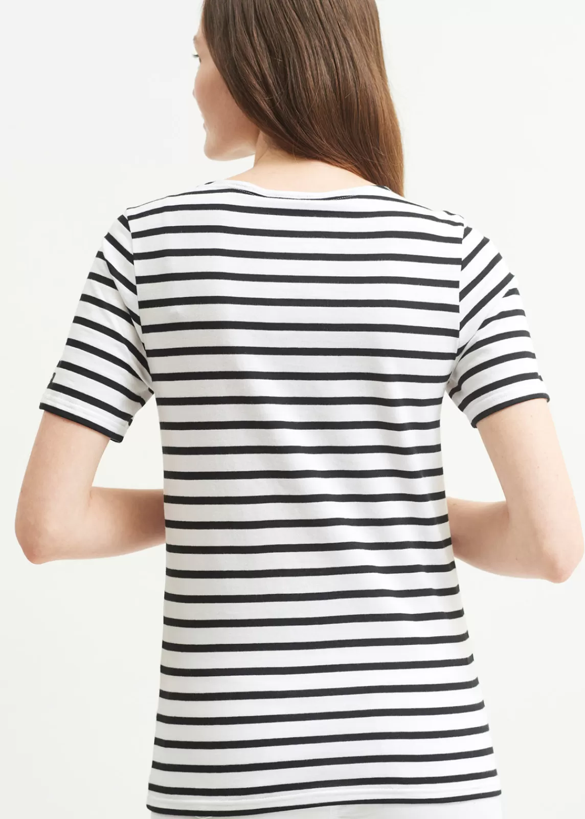 Sailor Striped Shirts>Saint James Levant short sleeve striped sailor shirt NEIGE/NOIR