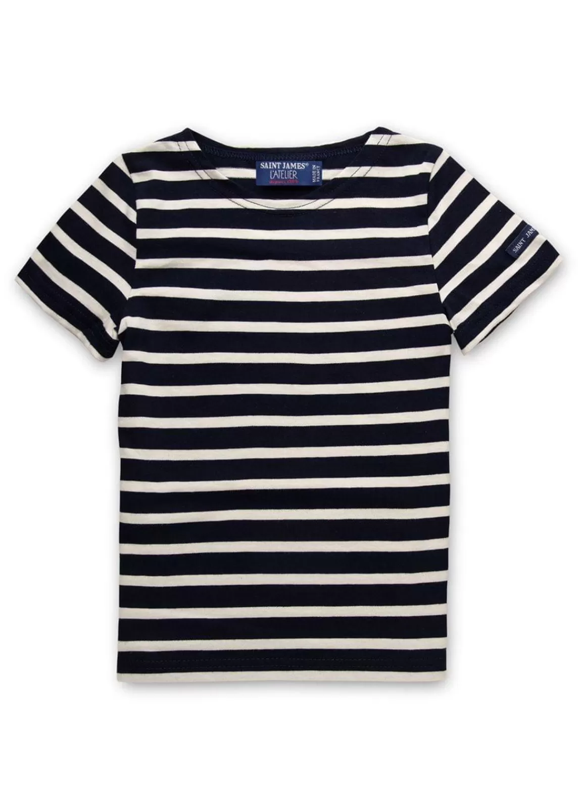 Sailor Striped Shirts>Saint James Levant striped t-shirt for kids MARINE/ECRU